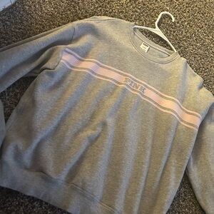 PINK Victoria's Secret Gray Sweater with Pink Stripe